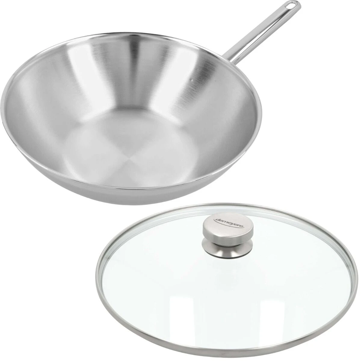 Demeyere Apollo Wok Met Steel ø 30 Cm Rvs Glans + Gratis Glasdeksel 30 Cm